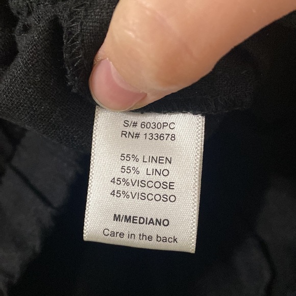 Love tree black linen blend straight leg drawstring waist leg size M - Picture 10 of 11